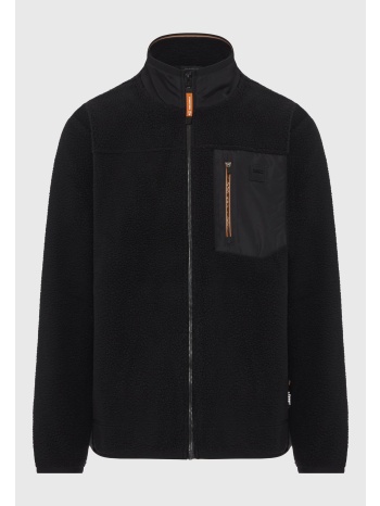 sustainable fleece ζακέτα με τσέπη στο στήθος και φερμουάρ