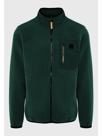 sustainable fleece ζακέτα με τσέπη στο στήθος και φερμουάρ