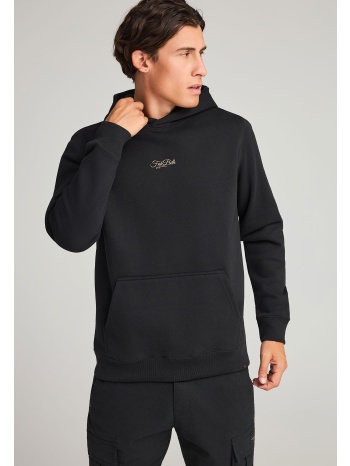 ανδρικό φούτερ με κουκούλα και κεντητό λογότυπο στο στήθος