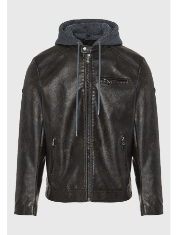 ανδρικό biker μπουφάν με κουκούλα