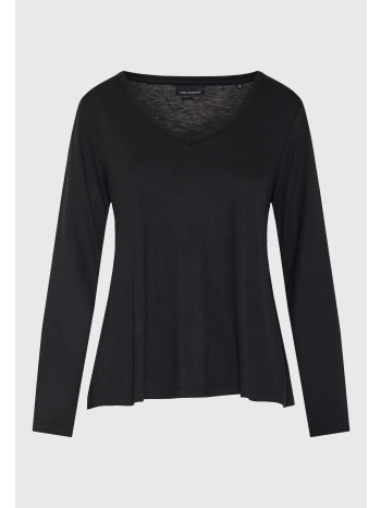 μακρυμάνικη μπλούζα με χαμηλή λαιμόκοψη