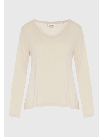 μακρυμάνικη μπλούζα με χαμηλή λαιμόκοψη