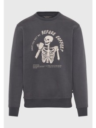 ανδρικό φούτερ με λαιμόκοψη και τύπωμα στην πλάτη