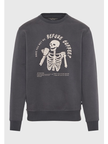 ανδρικό φούτερ με λαιμόκοψη και τύπωμα στην πλάτη