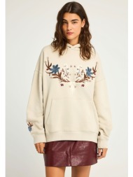 relaxed fit φούτερ με κουκούλα και κεντήματα