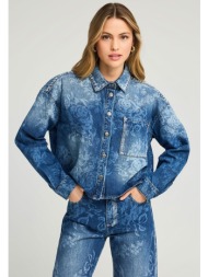 γυναικείο τζιν τζάκετ με φλοράλ μοτίβο