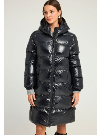 regular fit μακρύ puffer μπουφάν με κουκούλα