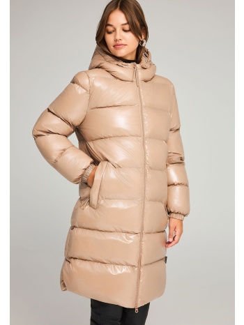 regular fit μακρύ puffer μπουφάν με κουκούλα