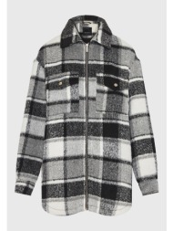 καρό παλτό με κούμπωμα φερμουάρ