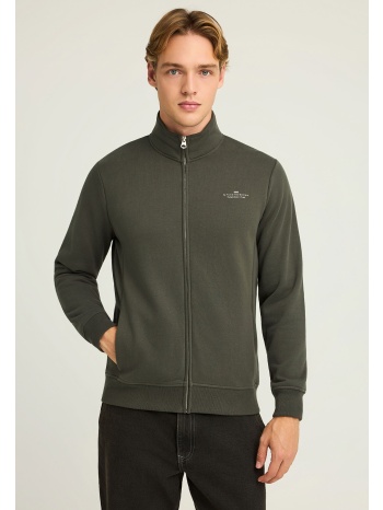 ανδρική μονόχρωμη ζακέτα φούτερ με φερμουάρ