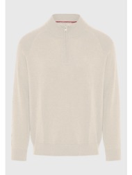 ανδρικό μονόχρωμο half-zip πλεκτό πουλόβερ