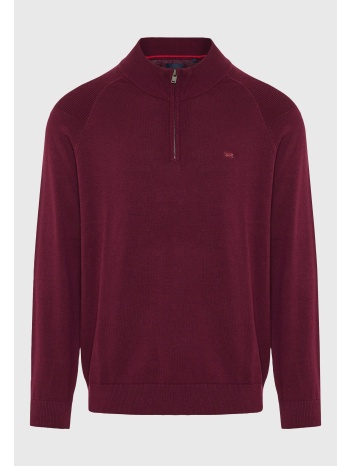 ανδρικό μονόχρωμο half-zip πλεκτό πουλόβερ