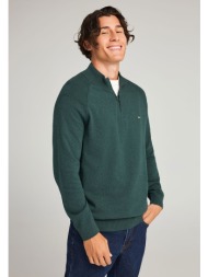 ανδρικό μονόχρωμο half-zip πλεκτό πουλόβερ
