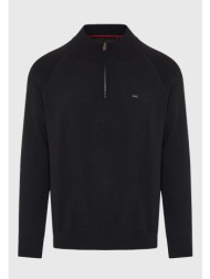 ανδρικό μονόχρωμο half-zip πλεκτό πουλόβερ