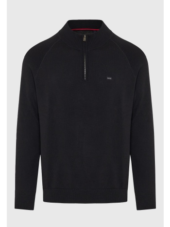 ανδρικό μονόχρωμο half-zip πλεκτό πουλόβερ