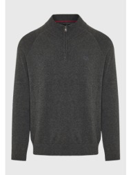 ανδρικό μονόχρωμο half-zip πλεκτό πουλόβερ