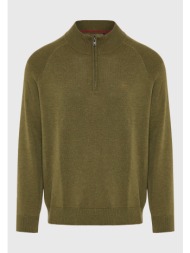 ανδρικό μονόχρωμο half-zip πλεκτό πουλόβερ