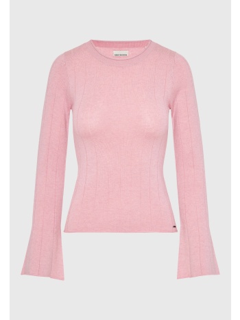 γυναικεία πλεκτή μονόχρωμη μπλούζα με pattern ρίγας