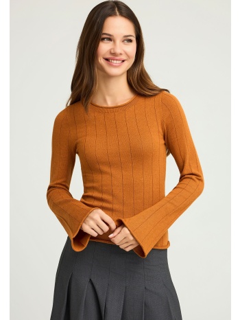 γυναικεία πλεκτή μονόχρωμη μπλούζα με pattern ρίγας