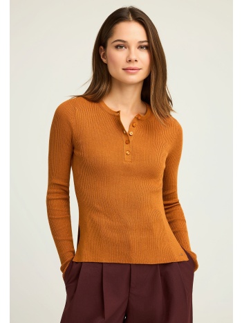 rib πλεκτό με henley λαιμόκοψη