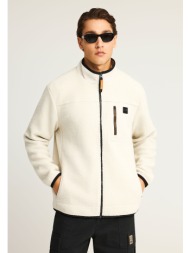 fleece ζακέτα με τσέπη στο στήθος και φερμουάρ