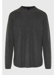 ανδρική μονόχρωμη πλεκτή μπλούζα με λαιμόκοψη