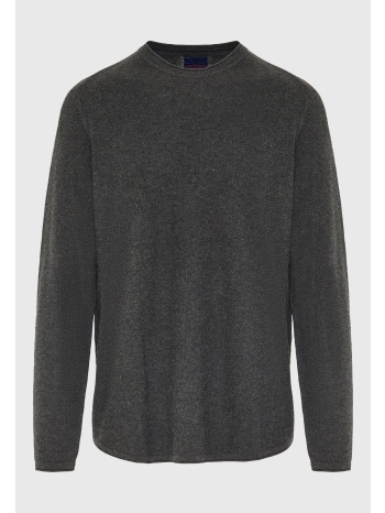 ανδρική μονόχρωμη πλεκτή μπλούζα με λαιμόκοψη