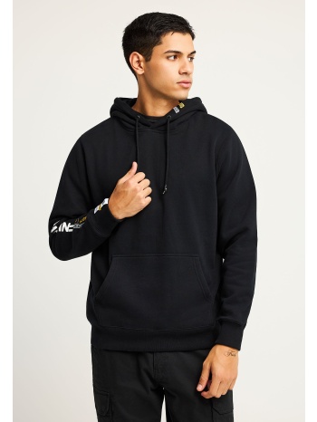 ανδρικό φούτερ με κουκούλα και τύπωμα στο μανίκι