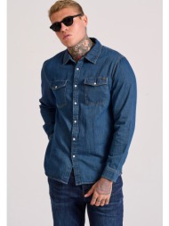 ανδρικό denim πουκάμισο με τσέπες στο στήθος