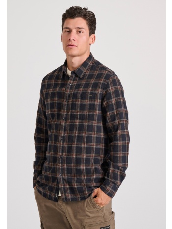 flannel καρό πουκάμισο με τσέπη στο στήθος