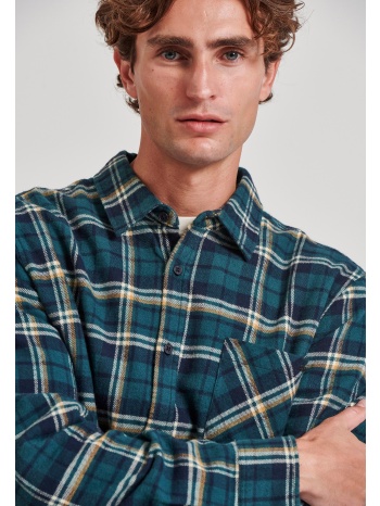 flannel καρό πουκάμισο με τσέπη στο στήθος