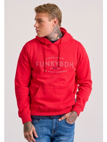 φούτερ με κουκούλα και τύπωμα στο στήθος