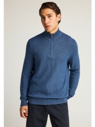 ανδρικό μονόχρωμο half-zip πλεκτό πουλόβερ