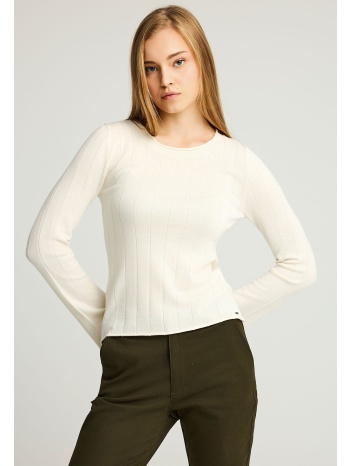 γυναικεία πλεκτή μονόχρωμη μπλούζα με pattern ρίγας