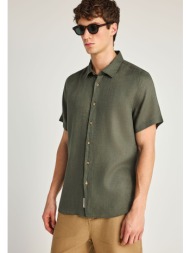 ανδρικό λινό πουκάμισο με κοντό μανίκι - the essentials