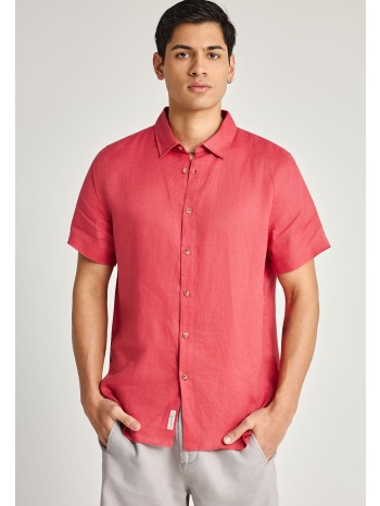 ανδρικό λινό πουκάμισο με κοντό μανίκι - the essentials