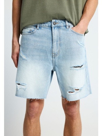ανδρική baggy βερμούδα τζην με destroyed effects