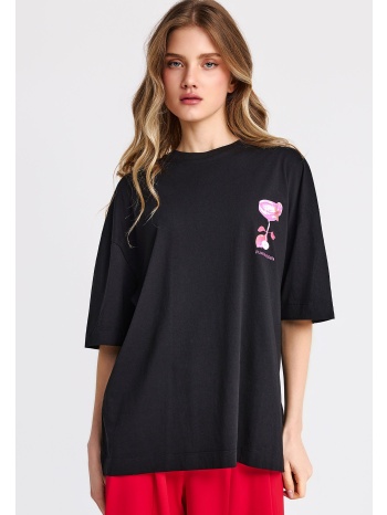 γυναικείο βαμβακερό t-shirt με τύπωμα στην πλάτη