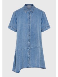 γυναικείο relaxed denim φόρεμα με ασύμμετρο τελειώμα