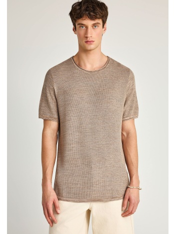 regular fit garment dyed πλεκτή μπλούζα