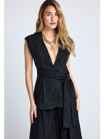 γιλέκο με διάτρητο κεντημένο μοτίβο