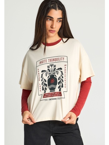 γυναικείο βαμβακερό loose t-shirt με τύπωμα