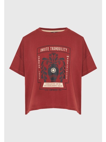 γυναικείο βαμβακερό loose t-shirt με τύπωμα