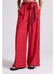 wide leg fit παντελόνα σε ζακάρ ύφανση