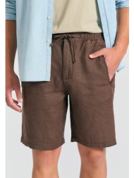 comfort fit garment dyed βερμούδα από λινό
