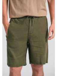 comfort fit garment dyed βερμούδα από λινό