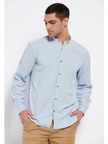 linen blend πουκάμισο με μάο λαιμό