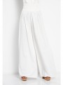 wide leg fit παντελόνα από βισκόζη με ελαστική μέση