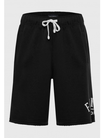 αθλητική βερμούδα με branded τύπωμα & raw edges