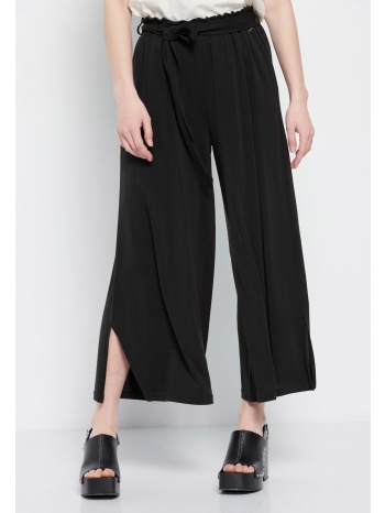 wide leg cropped παντελόνι με ελαστική μέση